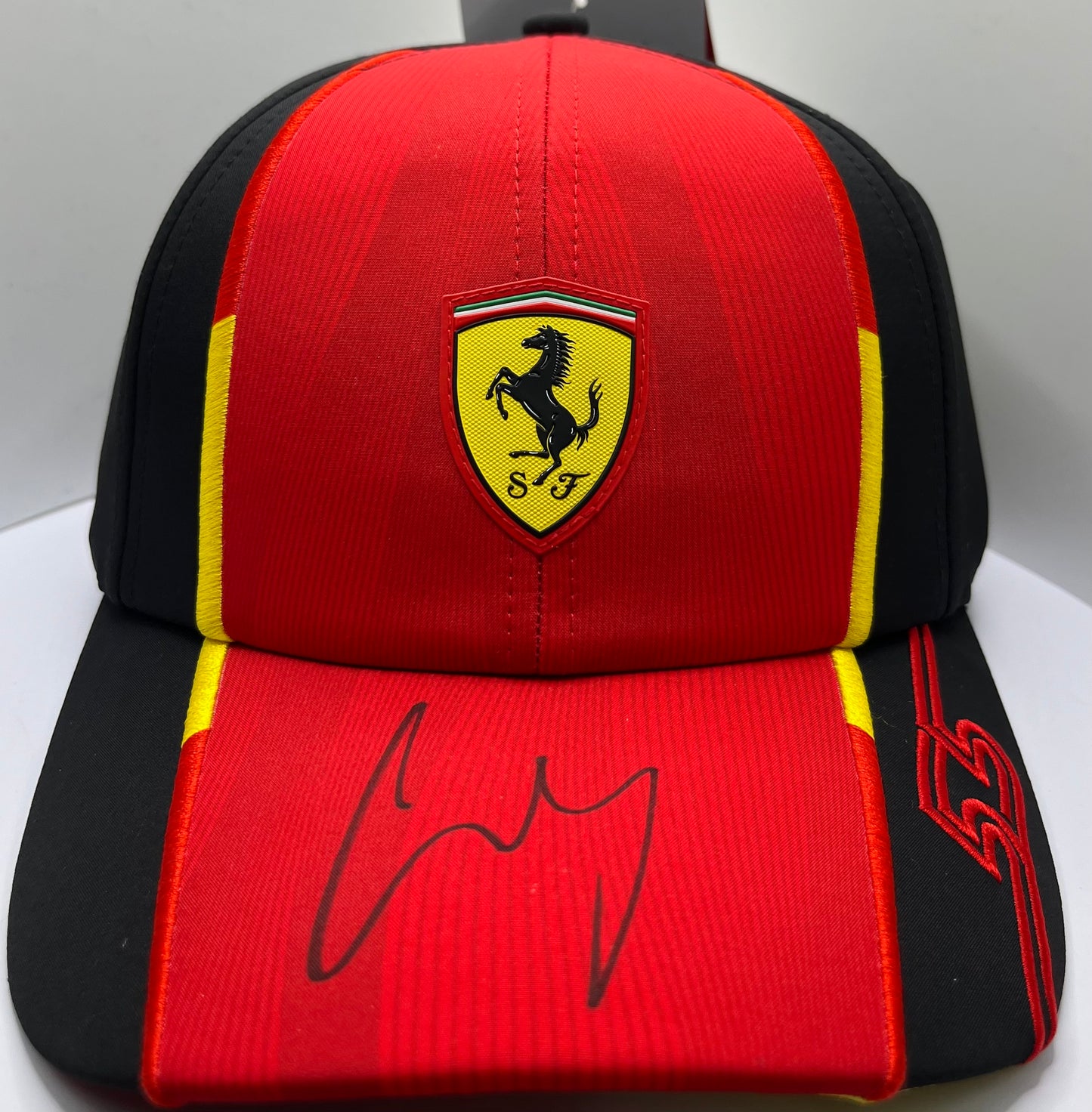 Carlos Sainz Signed Red & Black Ferrari F1 Cap with COA
