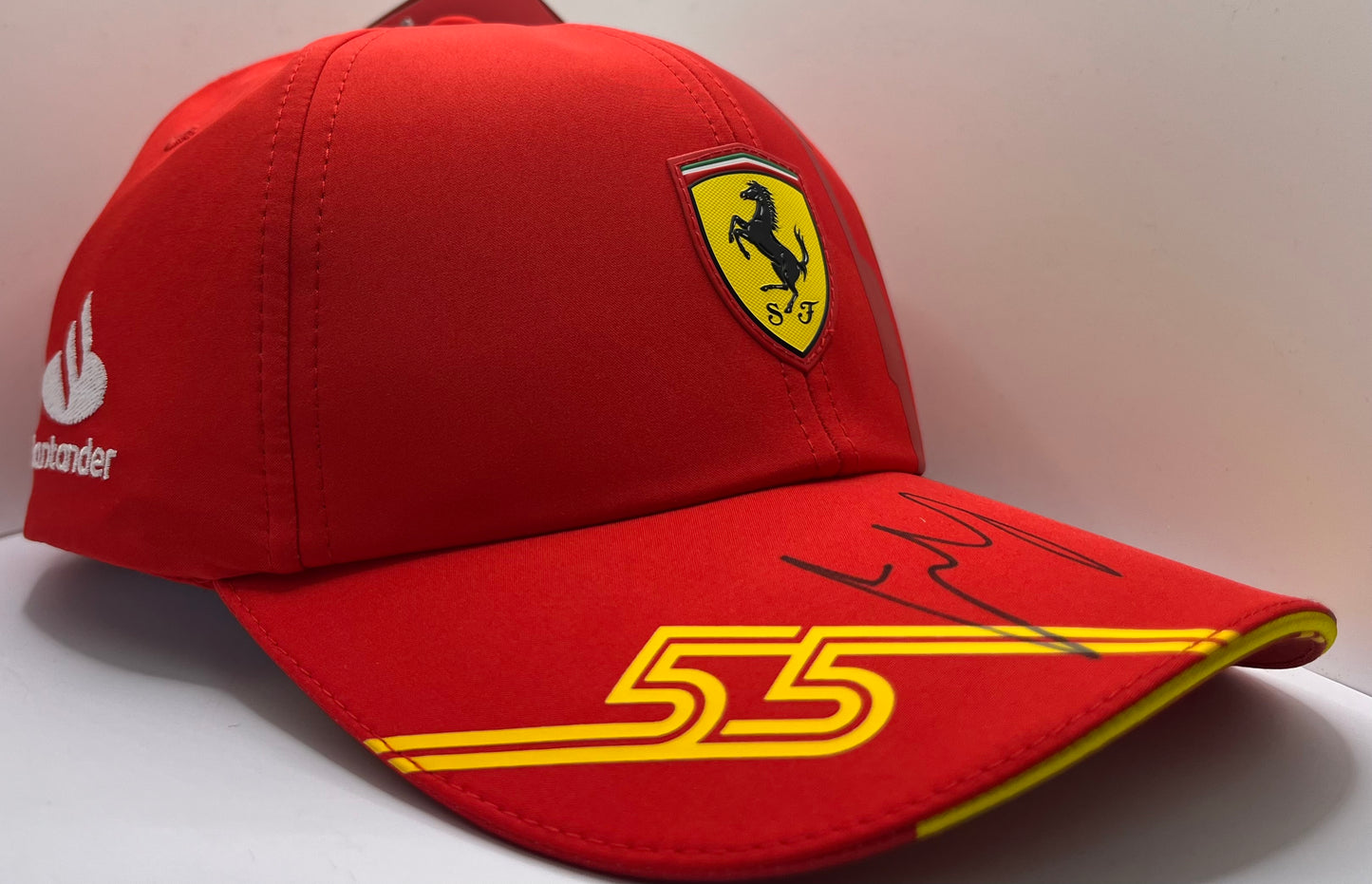 Carlos Sainz Signed Red & Yellow Ferrari F1 Cap with COA
