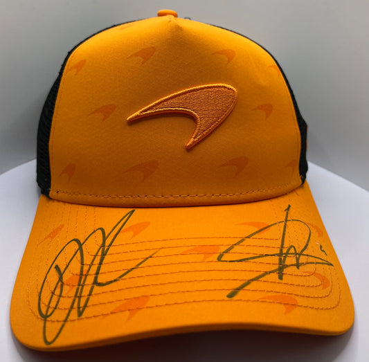 Lando Norris & Daniel Ricciardo - Formula One McLaren Drivers Signed Orange F1 Cap with COA