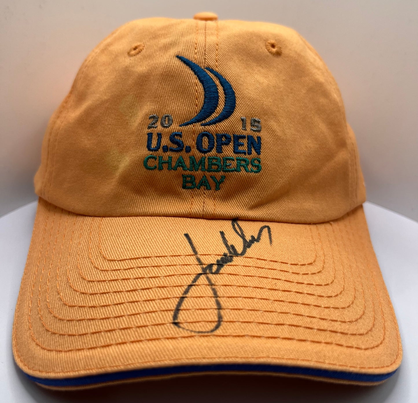 Jordan Spieth Signed 2015 US Open Orange Golf Cap with COA  - (Obtained in Person)