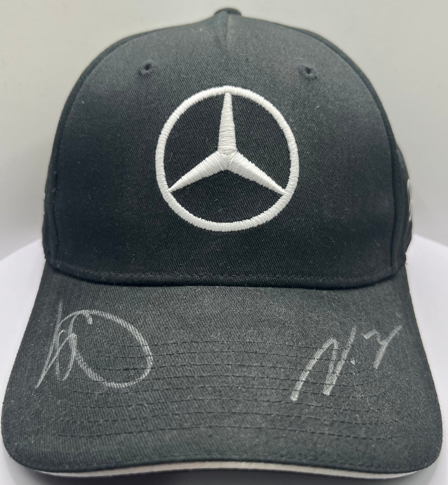 Lewis Hamilton & Valtteri Bottas Signed Mercedes AMG Petronas Black (White Trim) F1 Cap with COA