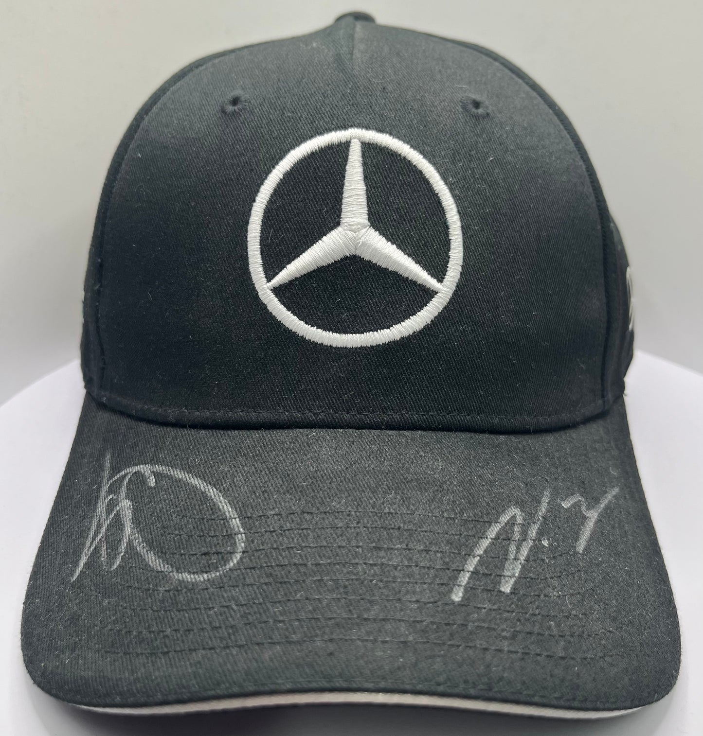 Lewis Hamilton & Valtteri Bottas Signed Mercedes AMG Petronas Black (White Trim) F1 Cap with COA