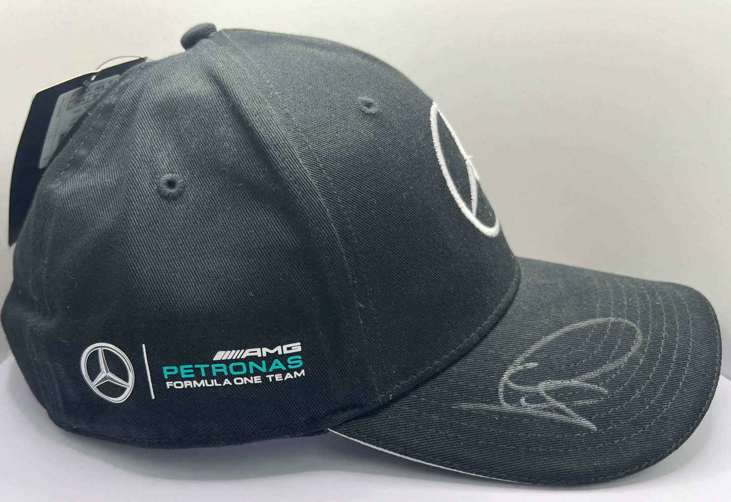 Lewis Hamilton & Valtteri Bottas Signed Mercedes AMG Petronas Black (White Trim) F1 Cap with COA