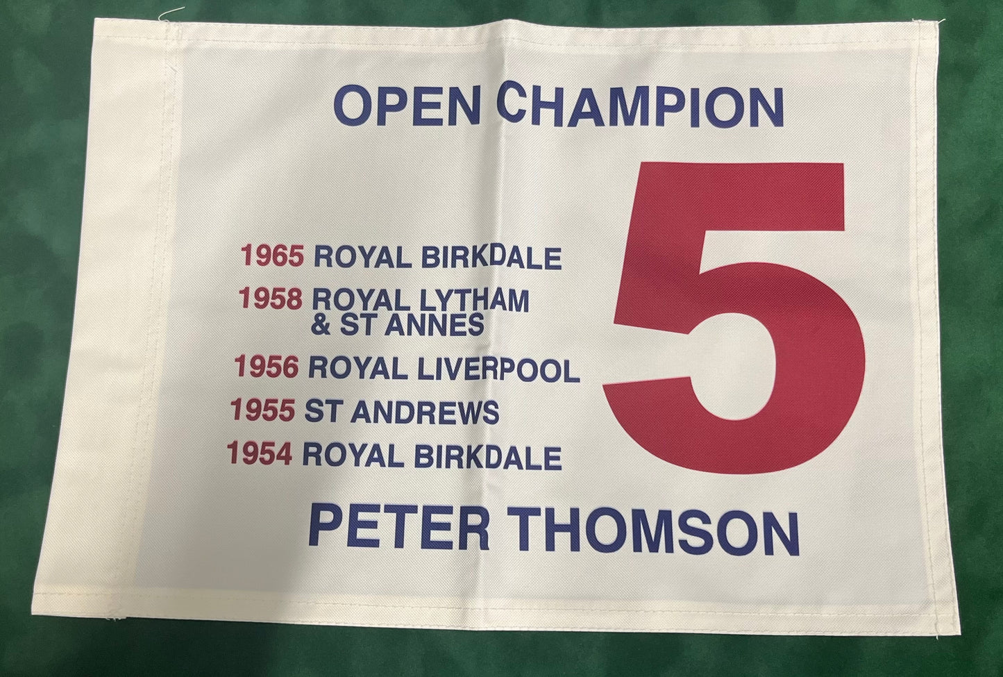 Peter Thomson Five-Time Open Golf Champion Unsigned Golf Flag (White)