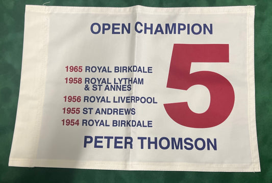 Peter Thomson Five-Time Open Golf Champion Unsigned Golf Flag (White)