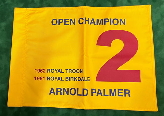 Arnold Palmer Two-Time Open Golf Champion Unsigned Golf Flag (Yellow)