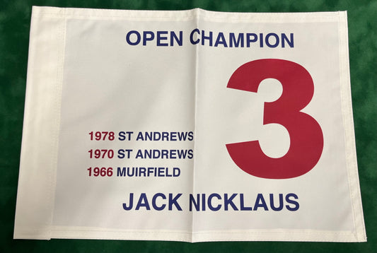 Jack Nicklaus Three-Time Open Golf Champion Unsigned Golf Flag (White)