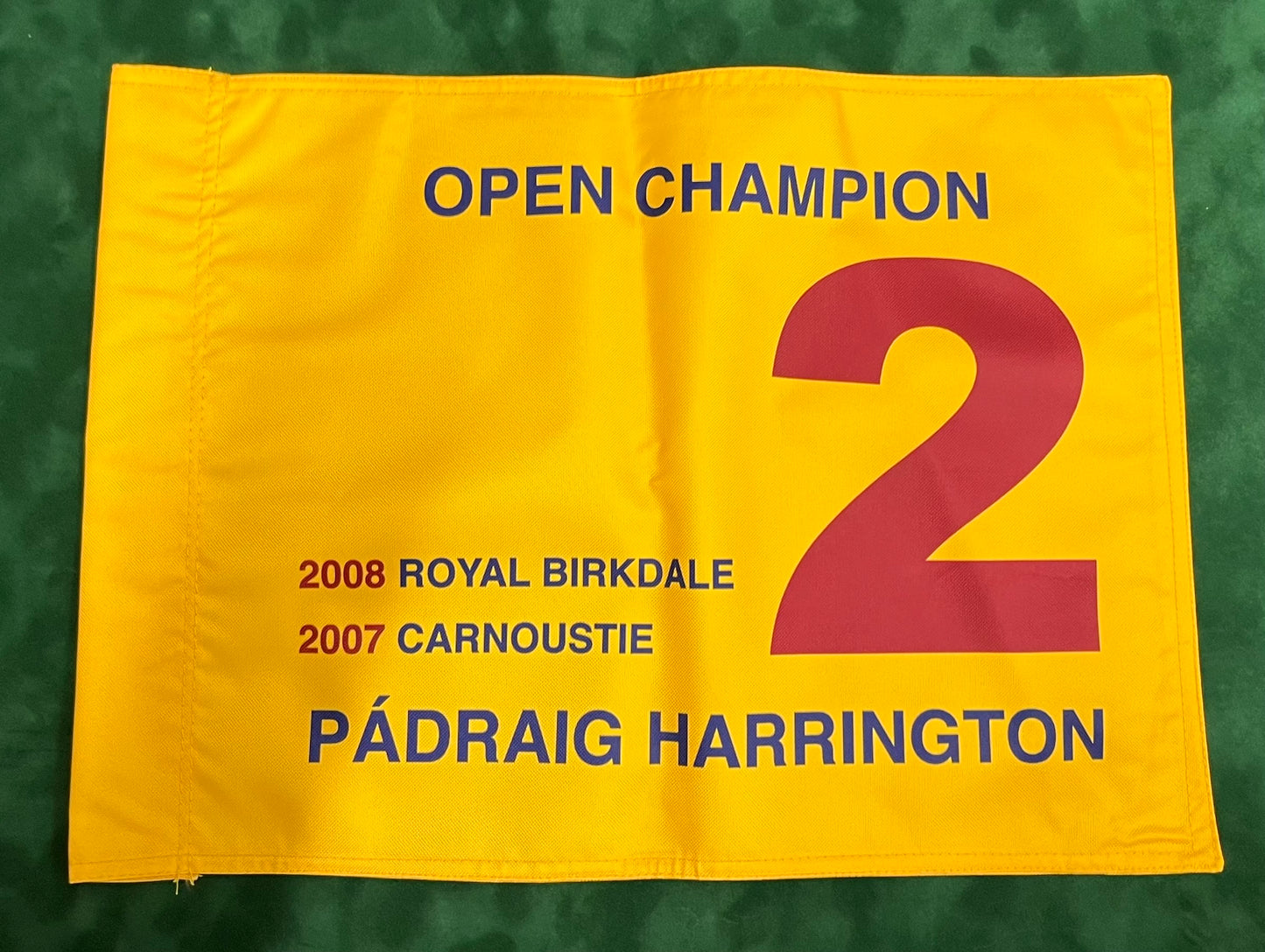 Pádraig Harrington Two-Time Open Golf Champion Unsigned Golf Flag (Yellow)