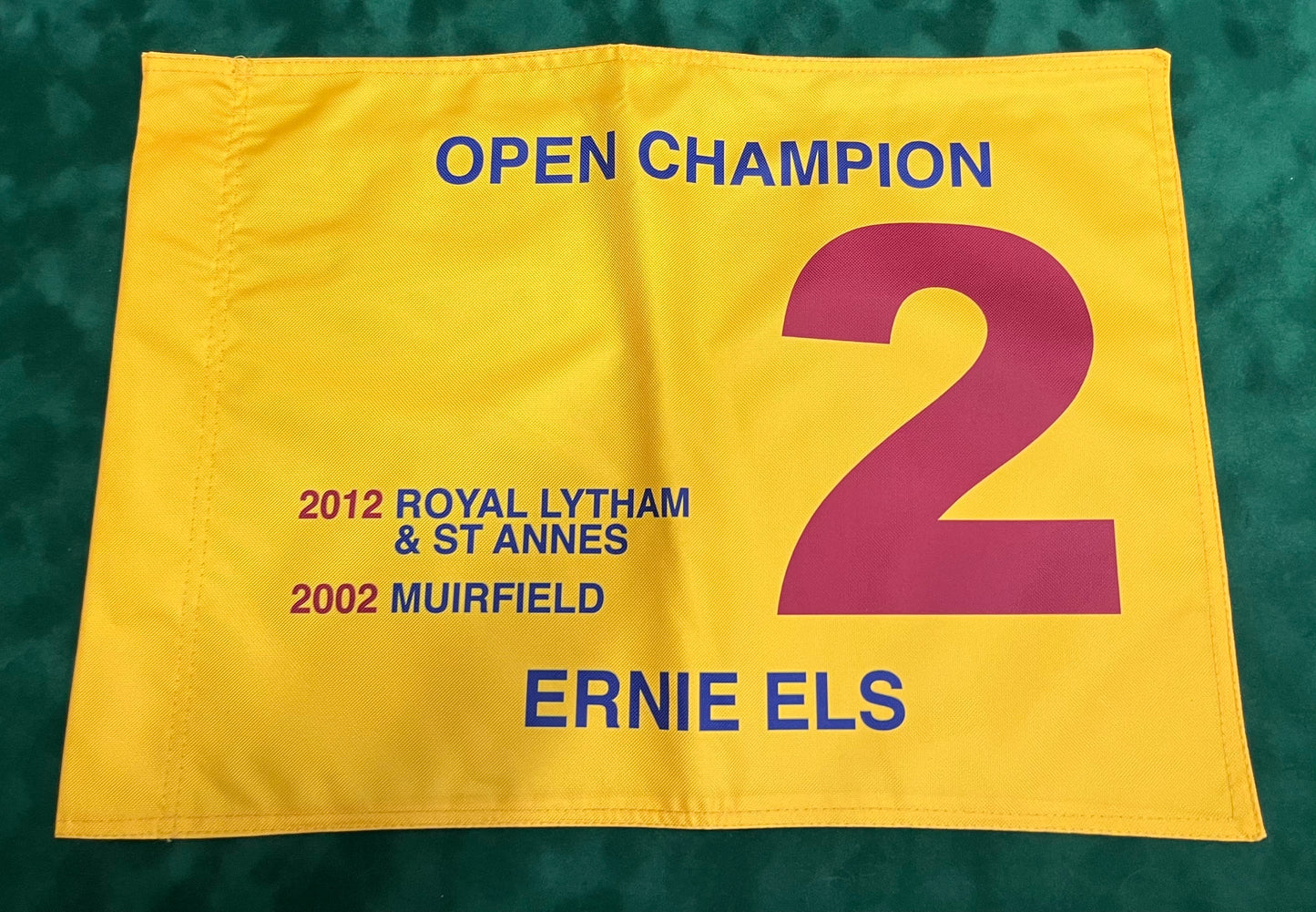 Ernie Els Two-Time Open Golf Champion Unsigned Golf Flag (Yellow)