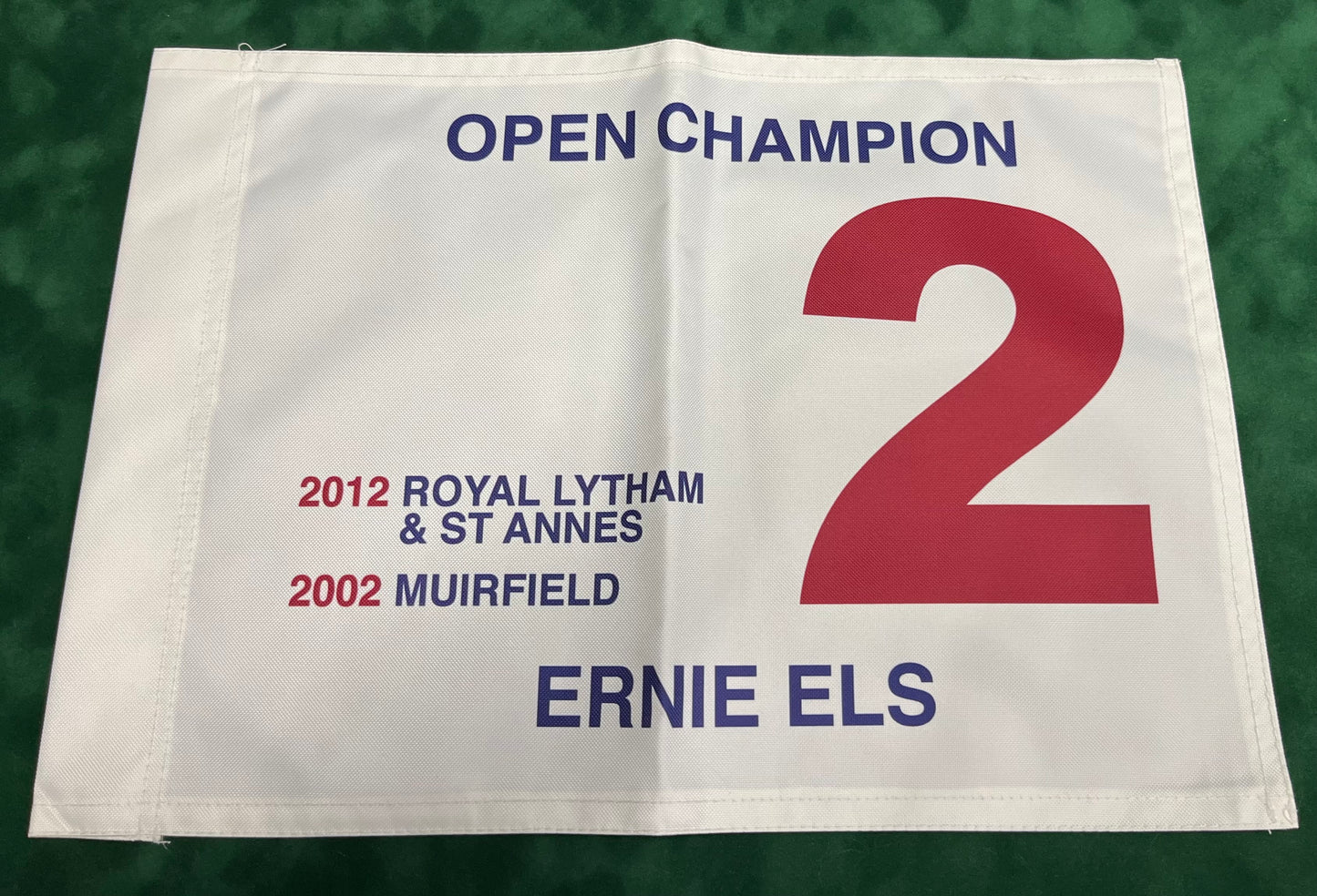 Ernie Els Two-Time Open Golf Champion Unsigned Golf Flag (White)