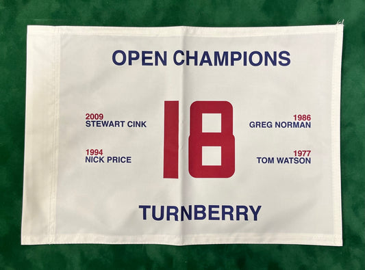 Open Champions at Turnberry (1977-2009) Unsigned Golf Flag (White)