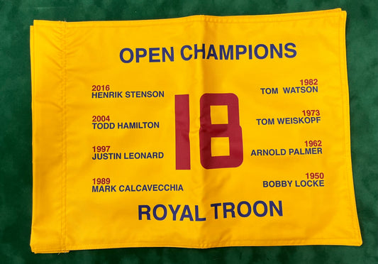 Open Champions at Royal Troon (1950-2016) Unsigned Golf Flag (Yellow)