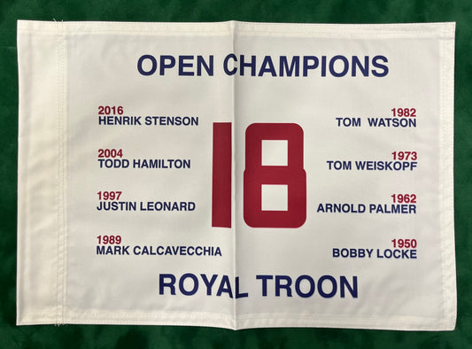 Open Champions at Royal Troon (1950-2016) Unsigned Golf Flag (White)