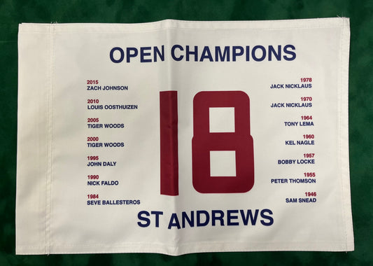 Open Champions at St Andrews (1946-2015) Unsigned Golf Flag (White)