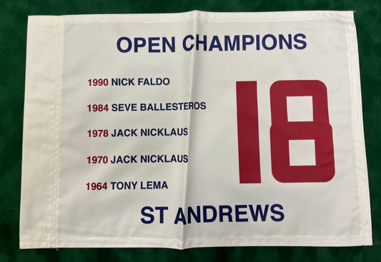 Open Champions at St Andrews (1964-1990) Unsigned Golf Flag (White)