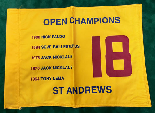 Open Champions at St Andrews (1964-1990) Unsigned Golf Flag (Yellow)