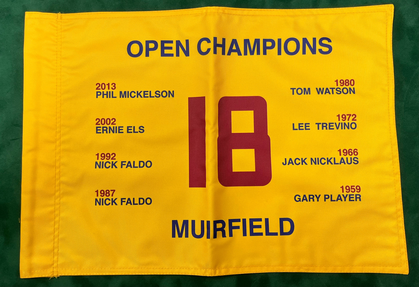 Open Champions at Muirfield Unsigned Golf Flag (Yellow)