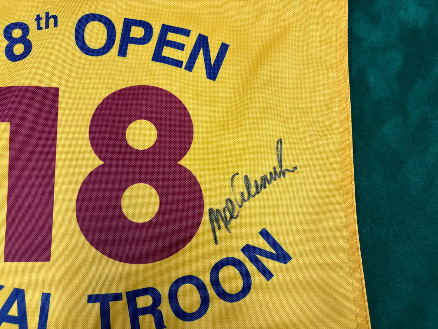 Mark Calcavecchia Winner Signed 118th Open at Royal Troon Golf Flag + Cert