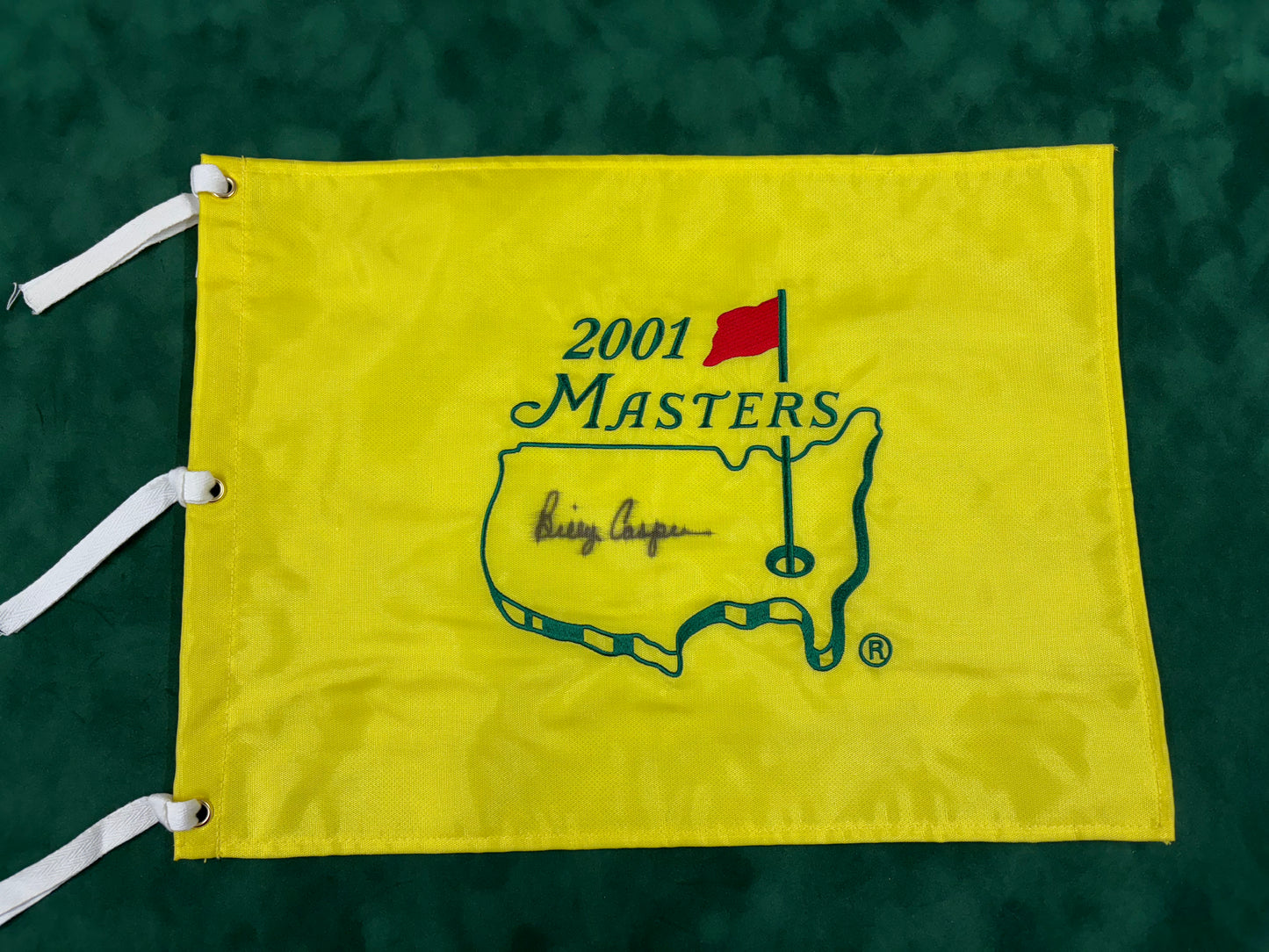 Billy Casper - Golf Legend Signed 2001 Masters Golf Pin Flag + Dealer COA