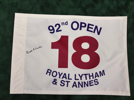Bob Charles Winner Signed 92nd Open at Royal Lytham & St Annes Golf Flag + Dealer COA