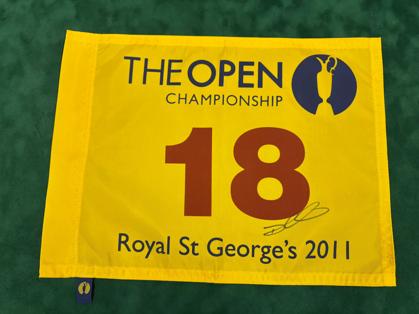 Darren Clarke Winner Signed 2011 Open at Royal St George's Golf Flag + Dealer COA