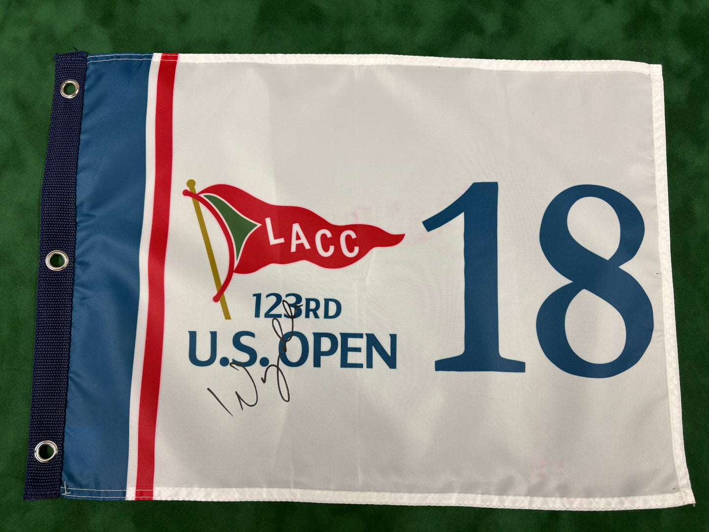 Wyndham Clark Winner Signed 123rd US Open at LACC Golf Flag + Dealer COA