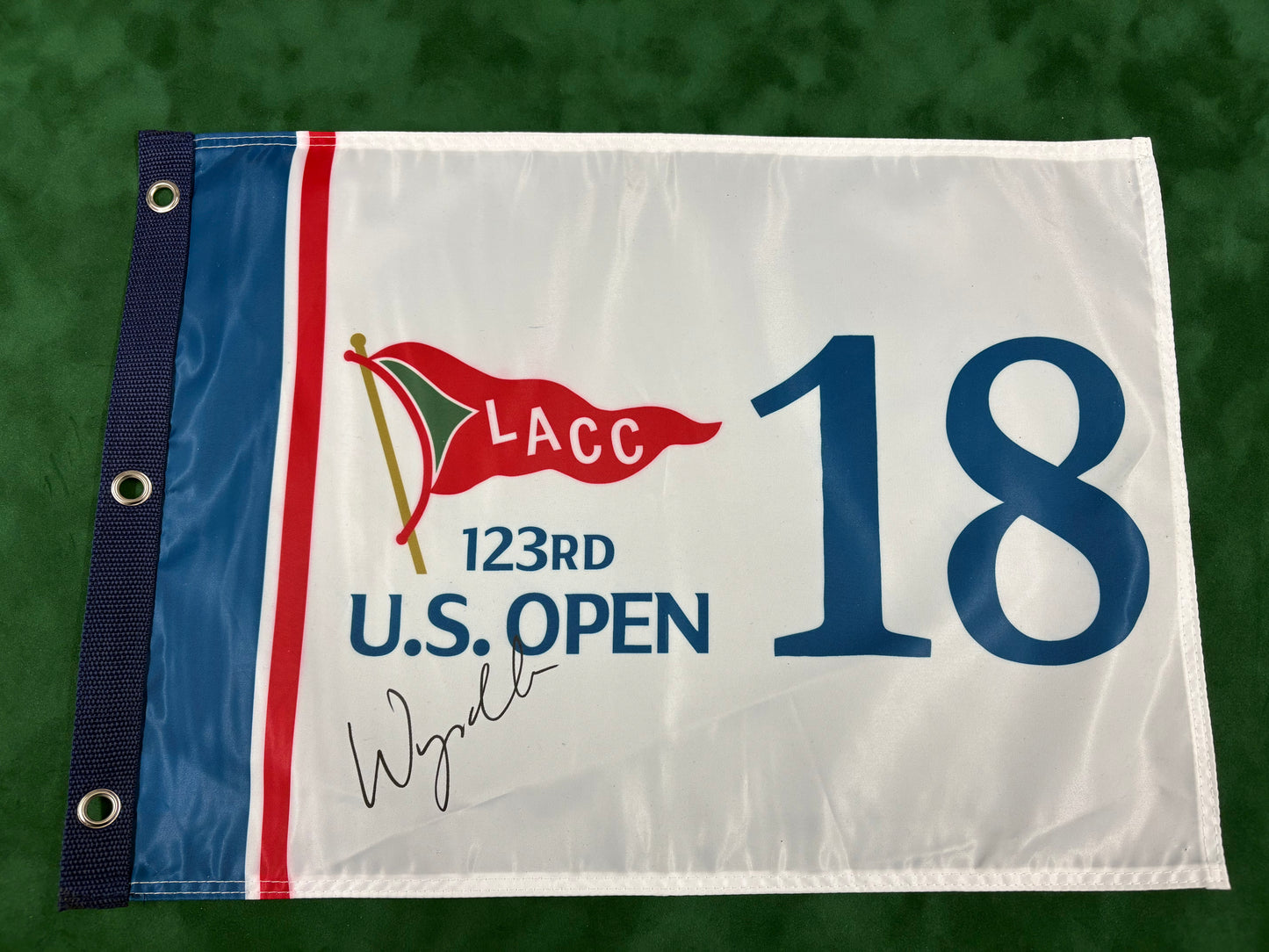Wyndham Clark Winner Signed 123rd US Open at LACC Golf Flag + Dealer COA