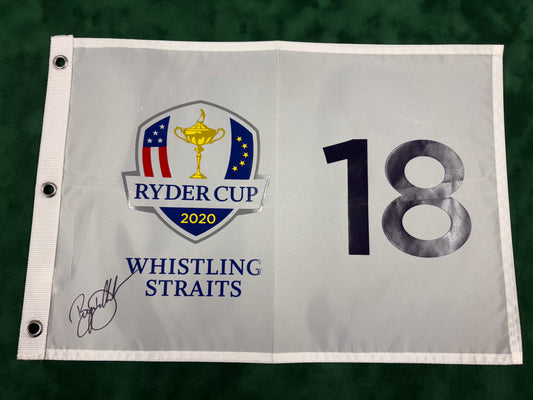 Bryson DeChambeau Signed 2020 Ryder Cup at Whistling Straits 18th Golf Flag + Cert