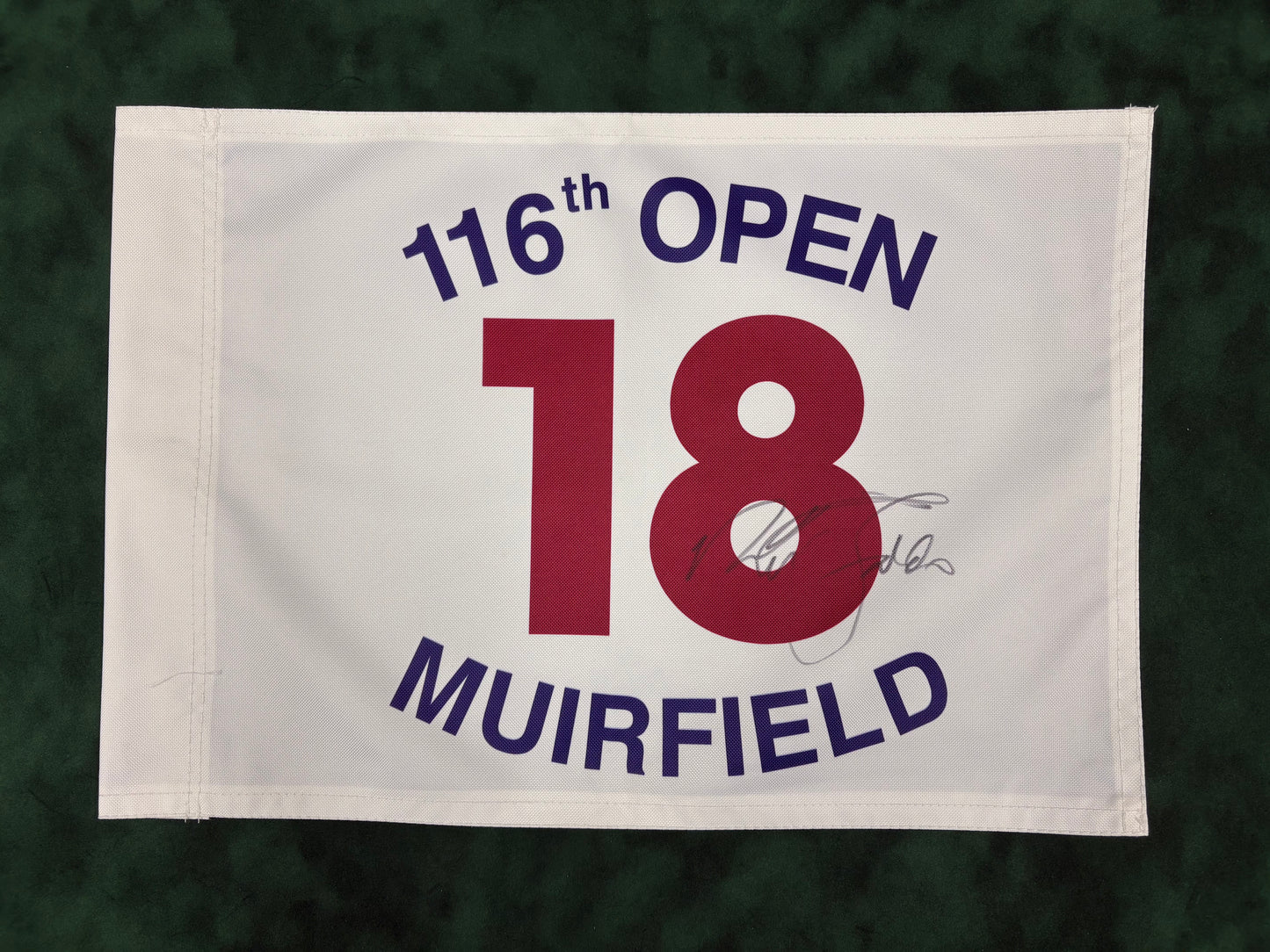 Sir Nick Faldo Winner Signed 116th Open at Muirfield Golf Flag + Dealer COA