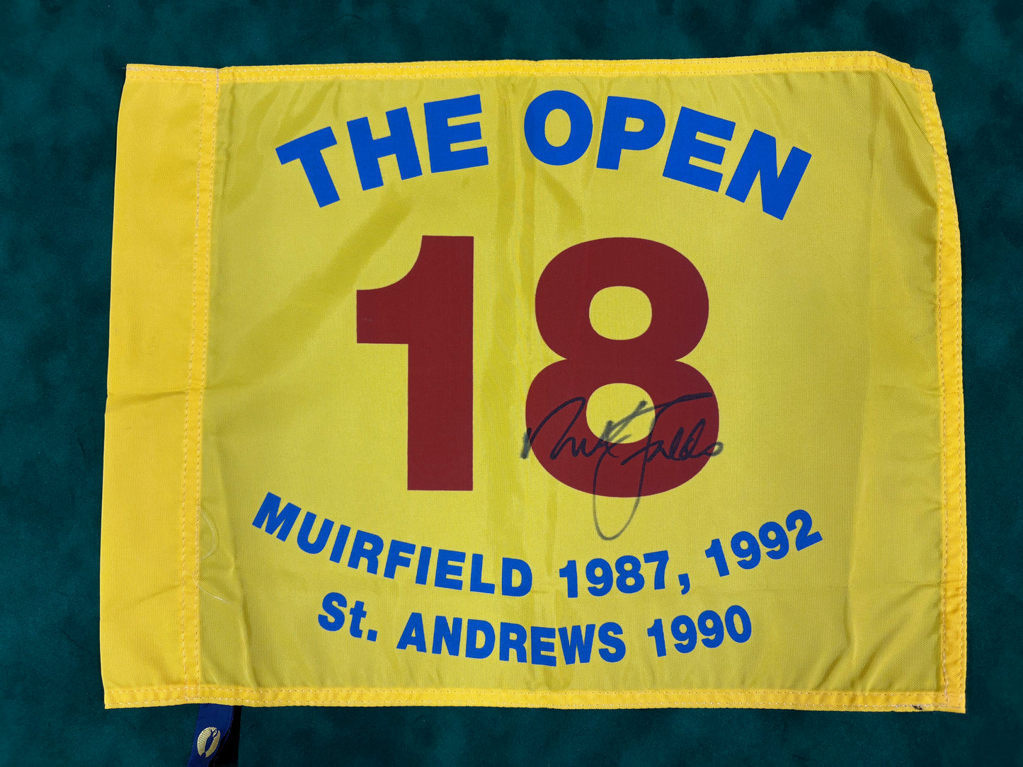 Sir Nick Faldo Signed The Open Winning Years Special RARE Golf Flag + Dealer COA