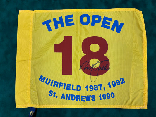 Sir Nick Faldo Signed The Open Winning Years Special RARE Golf Flag + Dealer COA