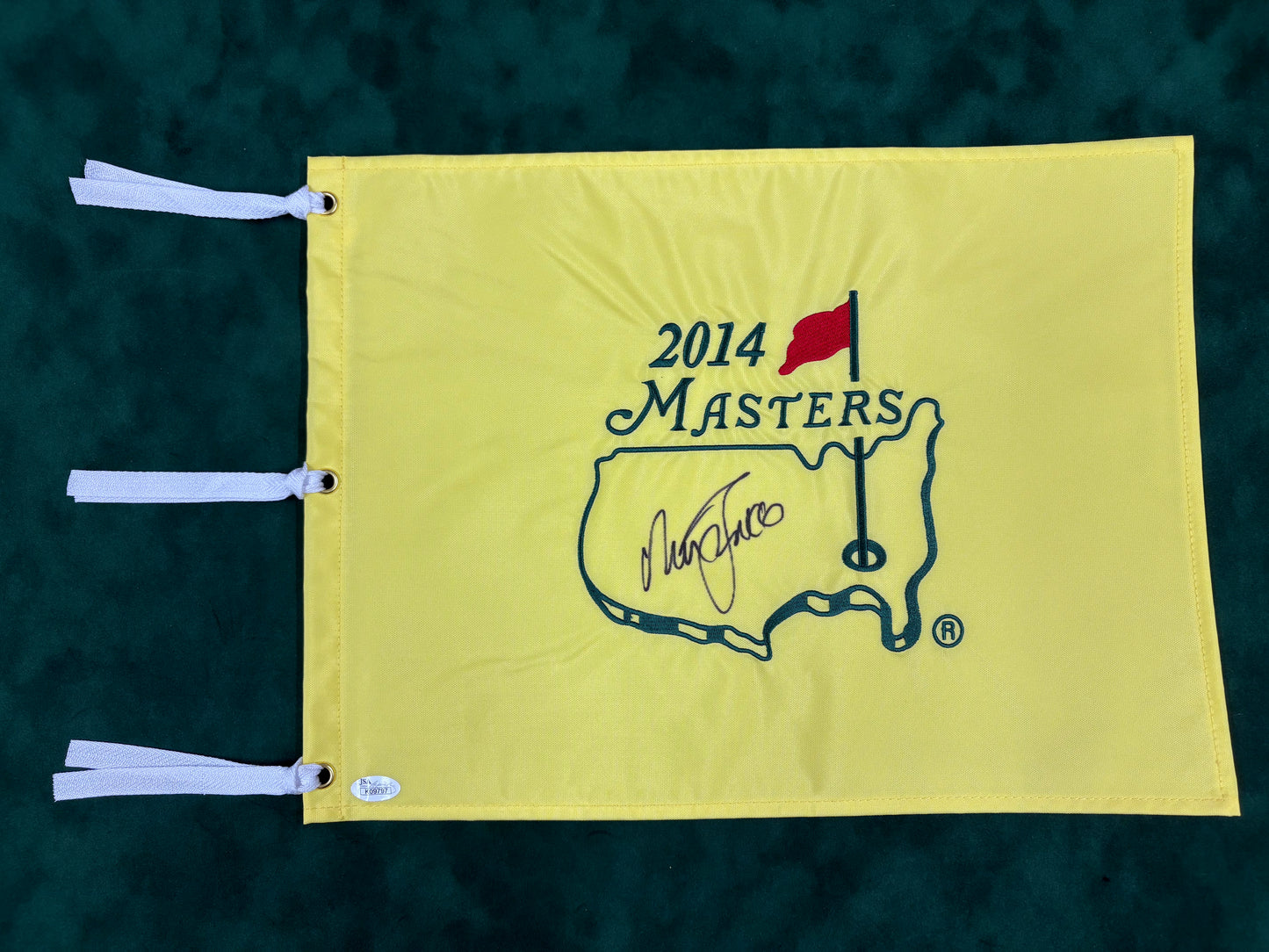 Sir Nick Faldo - Golf Legend Signed 2014 Masters Golf Pin Flag + Cert