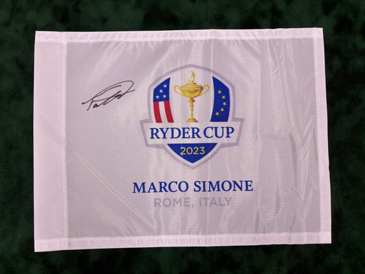 Tommy Fleetwood Signed 2023 Ryder Cup at Marco Simone Golf Flag + Dealer COA