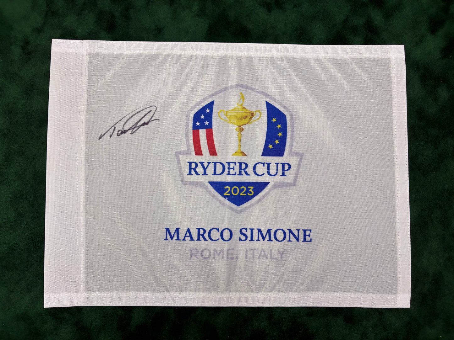 Tommy Fleetwood Signed 2023 Ryder Cup at Marco Simone Golf Flag + Dealer COA