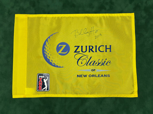 Billy Horschel Two-Time Winner Signed Zurich Classic at New Orleans Golf Pin Flag + Dealer COA
