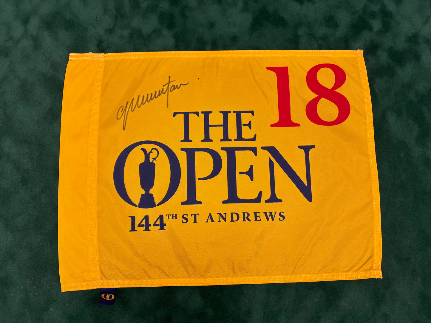 Colin Montgomerie Signed 144th Open at St Andrews Golf Flag + Dealer COA