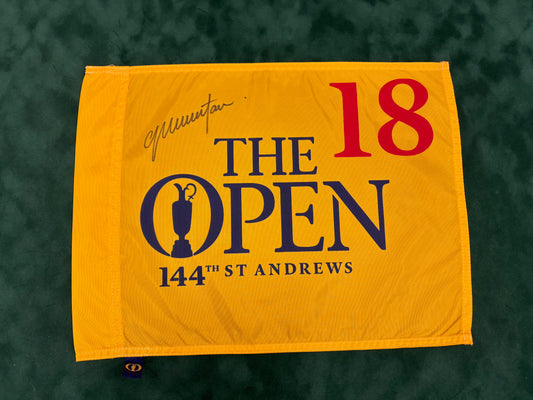 Colin Montgomerie Signed 144th Open at St Andrews Golf Flag + Dealer COA