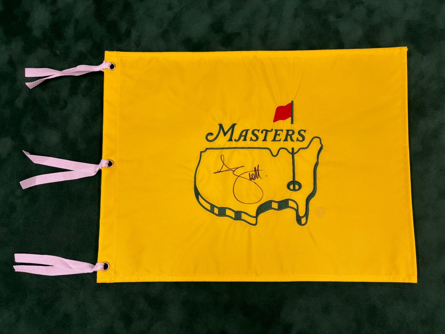Adam Scott Signed Undated Masters Golf Flag + Dealer COA