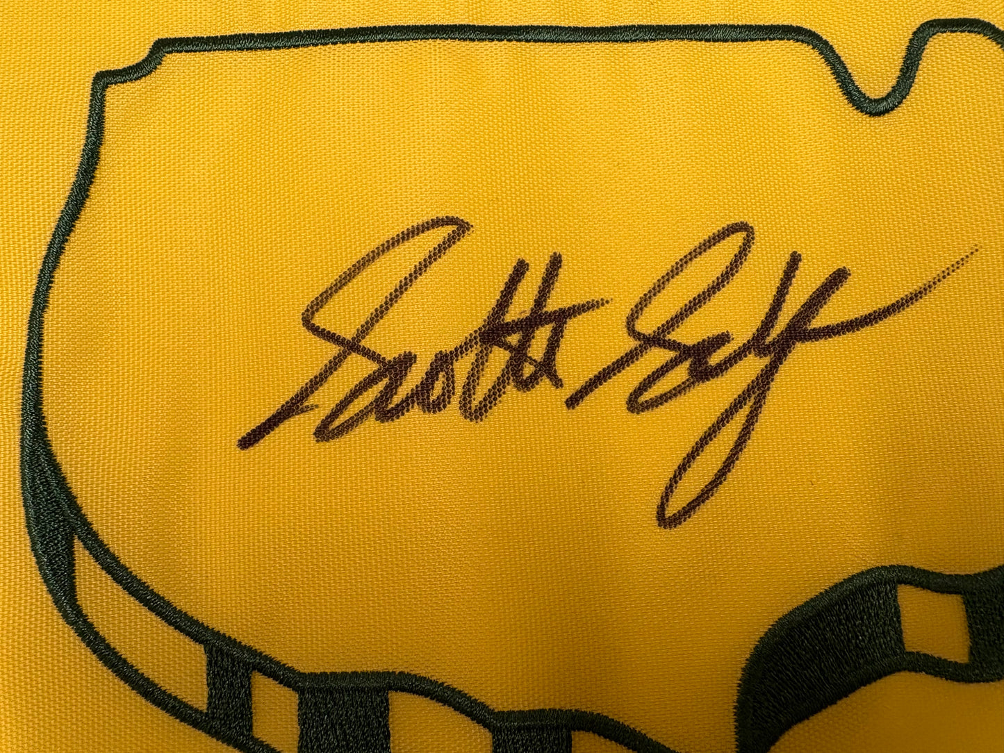 Scottie Scheffler Hand Signed 2024 Masters Golf Flag Obtained in Person + Dealer COA