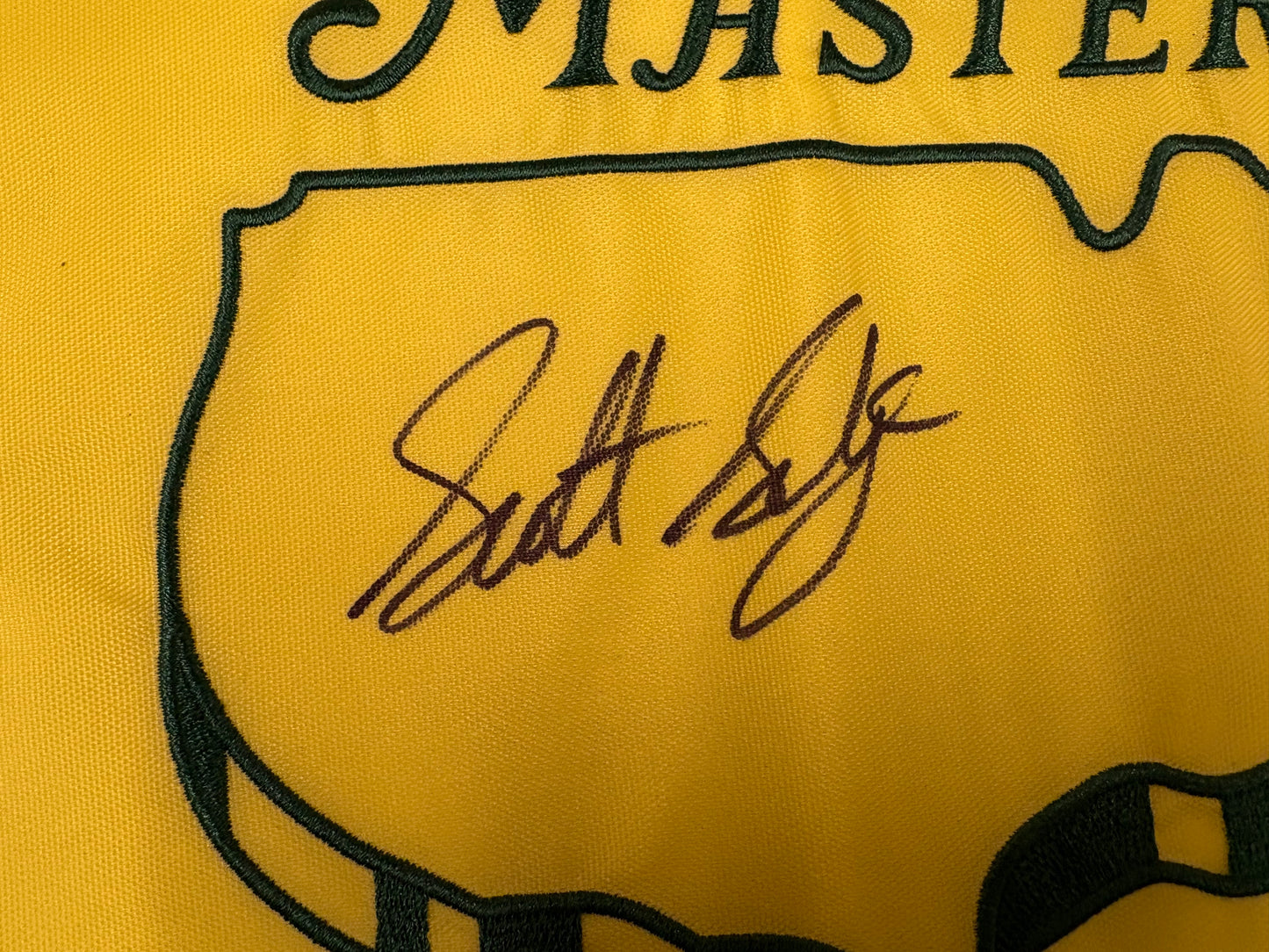 Scottie Scheffler Hand Signed 2022 Masters Golf Flag Obtained in Person + Dealer COA
