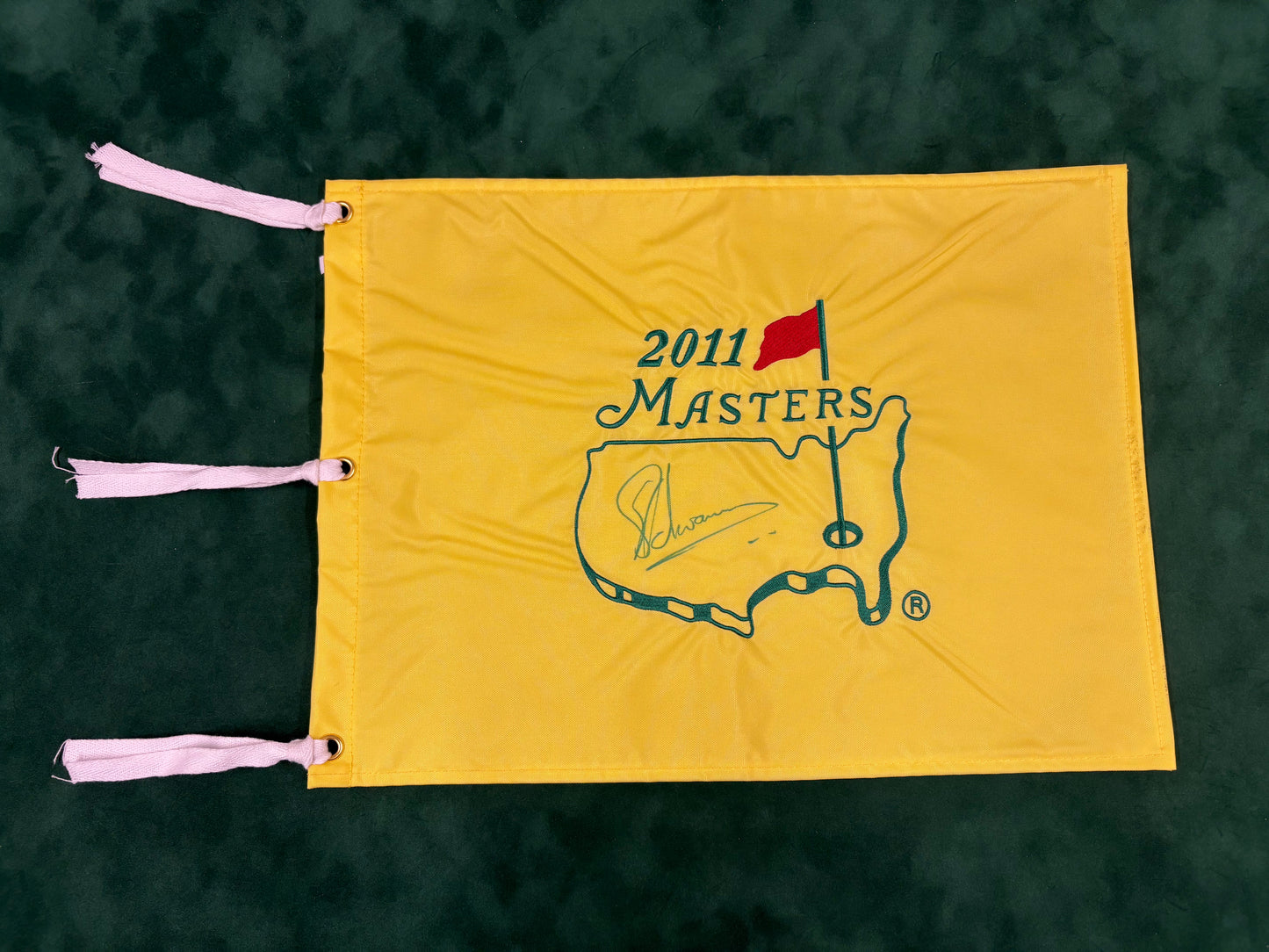 Charl Schwartzel Winner Signed 2011 Masters Golf Flag + Dealer COA
