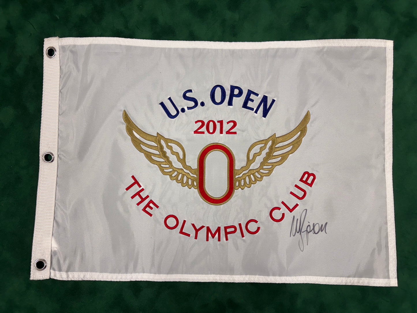 Webb Simpson Winner Signed 2012 US Open at The Olympic Club Golf Flag + Dealer COA
