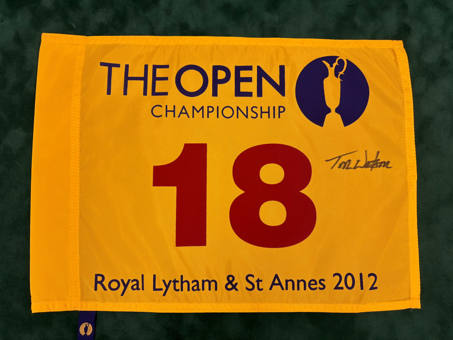 Tom Watson Signed 2012 Open at Royal Lytham & St Annes Golf Flag + Dealer COA