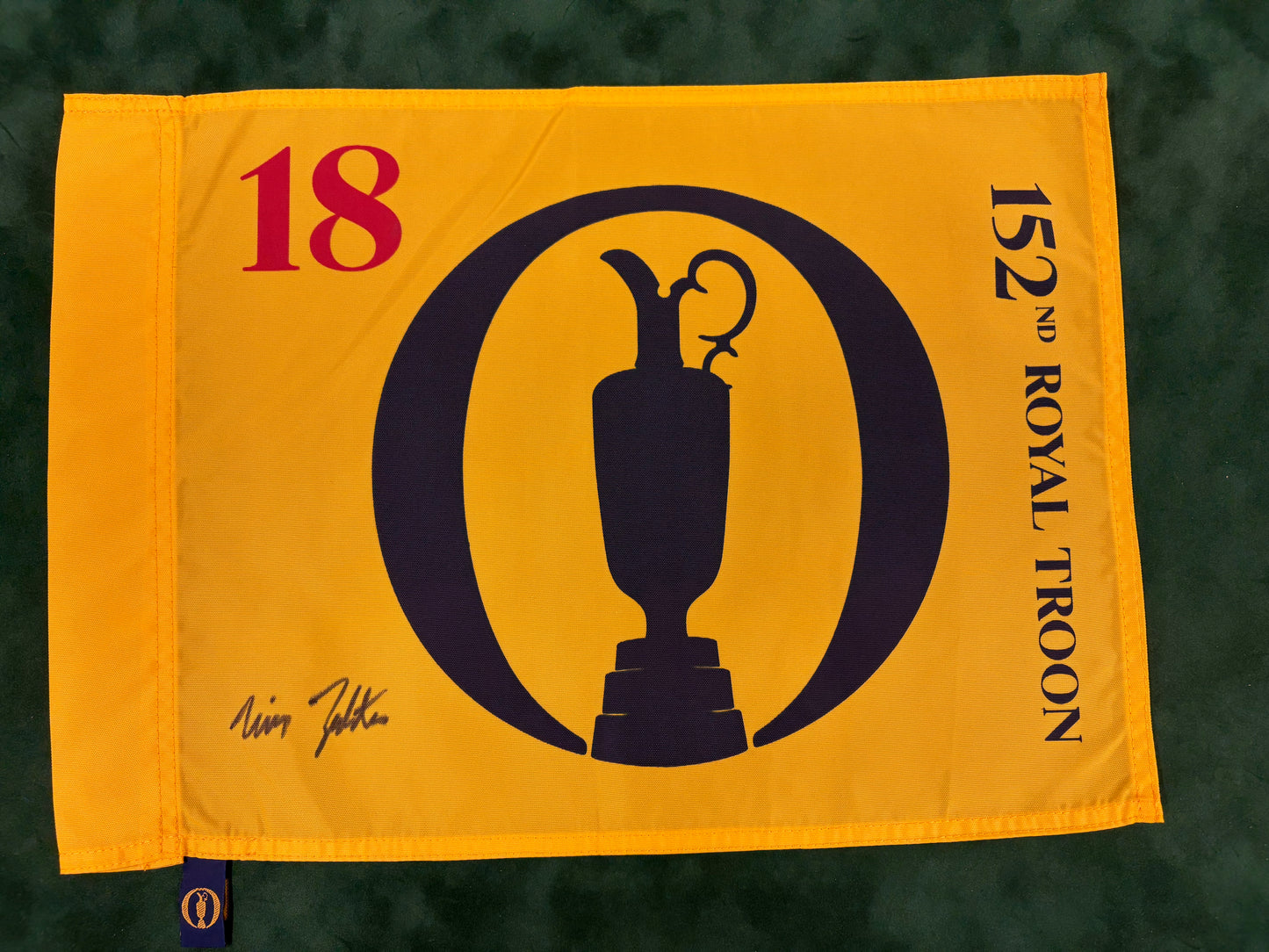 Will Zalatoris Signed 152nd Open at Royal Troon Golf Flag + Dealer COA