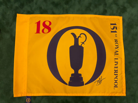 Brian Harman Winner Signed 151st Open at Royal Liverpool Golf Flag + Dealer COA