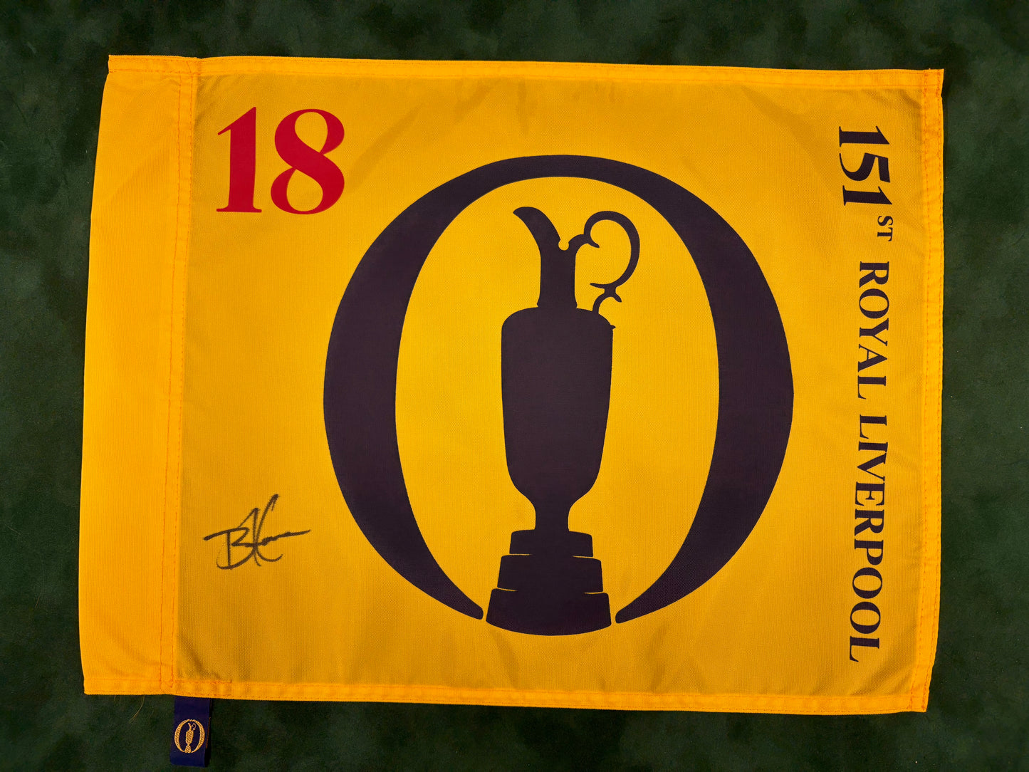 Brian Harman Winner Signed 151st Open at Royal Liverpool Golf Flag + Dealer COA