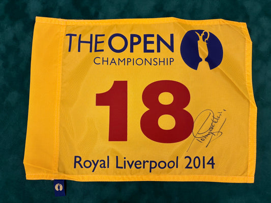 Tony Jacklin Signed 2014 Open at Royal Liverpool Golf Flag + Dealer COA