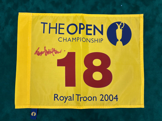 Todd Hamilton Winner Signed 2004 Open at Royal Troon Golf Flag + Dealer COA