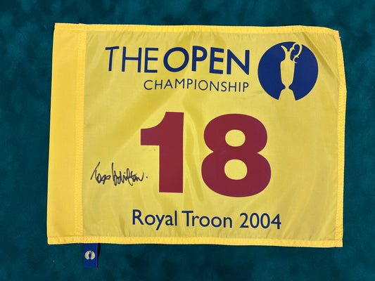 Todd Hamilton Winner Signed 2004 Open at Royal Troon Golf Flag + Dealer COA