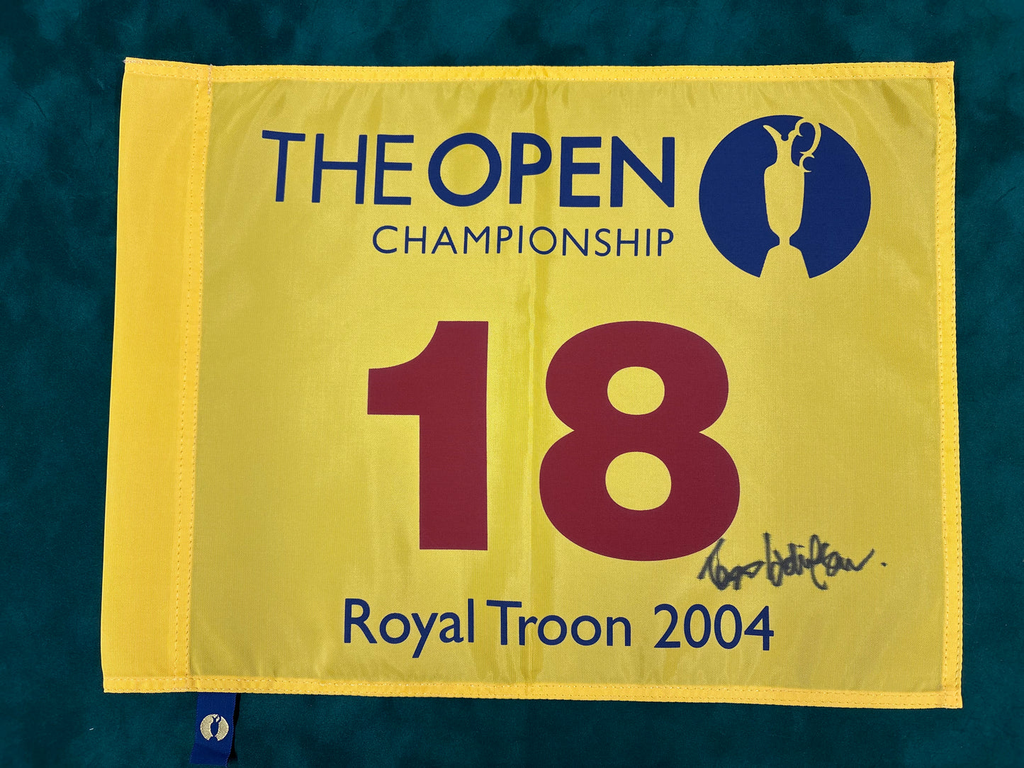 Todd Hamilton Winner Signed 2004 Open at Royal Troon Golf Flag + Dealer COA